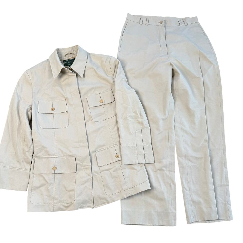 NWOT HOLLAND & HOLLAND Women Safari Jacket & Pants Suit Tan Khaki Made in Italy